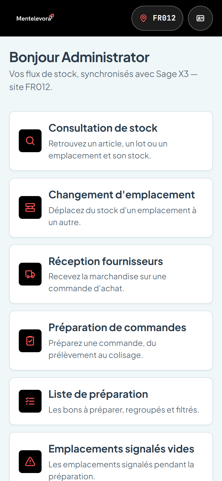 Accueil Mentelevora : les fonctions ouvertes au cariste sur son site